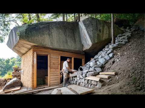 The HIDDEN CABIN Built Under a Massive ROCK | Start to Finish by @lesnoy