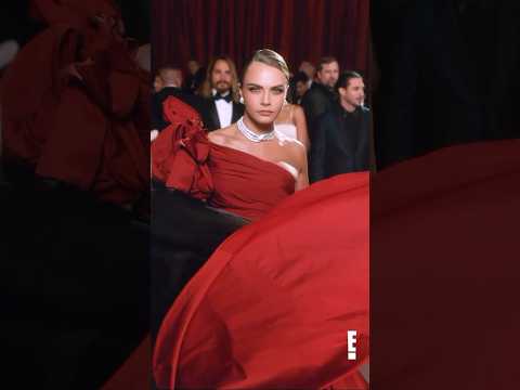 Is this the best dress toss of all time!? 🤩 #caradelevingne #oscars #livefrome #bts
