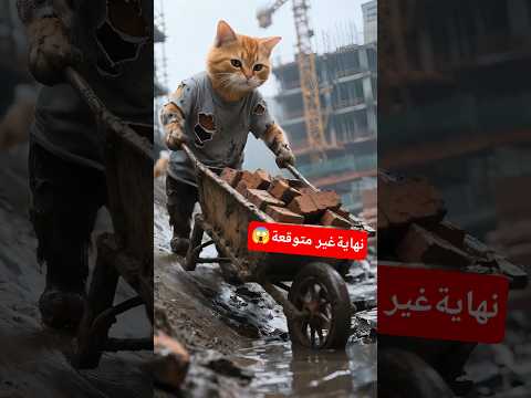 القط😼 مياو بيتنمرو عليه علشان وقع عليه الصخرة😲🐈 والنهاية غير متوقعة😱 #shorts #cat #funny #aiart #ai