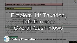 Problem 11: Taxation, Inflation and Overall Cash Flows