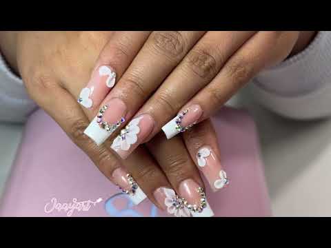 Consejos Para Hacer Uñas Perfectas 🤩✨ / Jaayart Uñas French Blanco con cristales