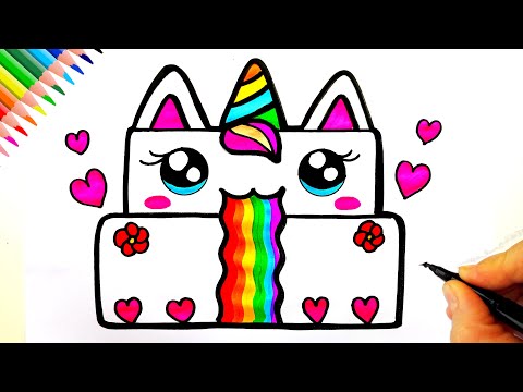 Sevimli Unicornlu Pasta Çizimi - Pasta Resmi Nasıl Çizilir? - How To Draw a Unicorn Cake - Cake Draw