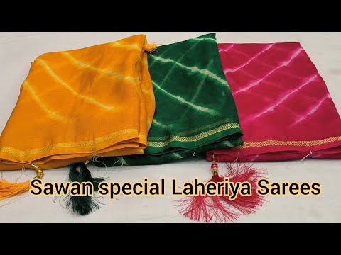 Sawan special Laheriya saree |Mal Cotton Sarees | Ready made blouse saree#Newfancysaree#Sarees