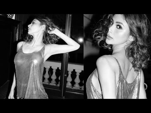 Mouni Roy Goes B0LD in Shimmery Grey Tank Top and Skirt