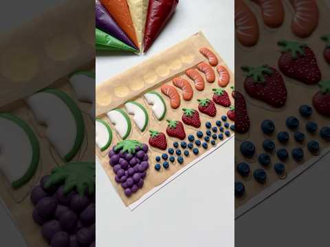 Fruit platter cookie🍓🍌 Everything linked in my bio #cookiedecorating #oddlysatisfyingvideo #asmr