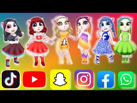 My Talking Angela'm 2 😻 TikTok vS You Tube Vs Snapchat vS Instagram vS Facebook Vs WhatsApp Cosplay
