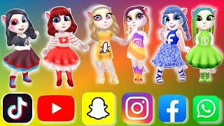 My Talking Angela'm 2 😻 TikTok vS You Tube Vs Snapchat vS Instagram vS Facebook Vs WhatsApp Cosplay