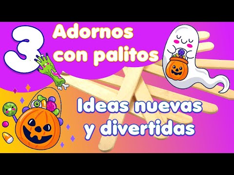 Manualidades fáciles para Halloween con palitos de helado paleta madera 🎃 Día de Muertos para niños