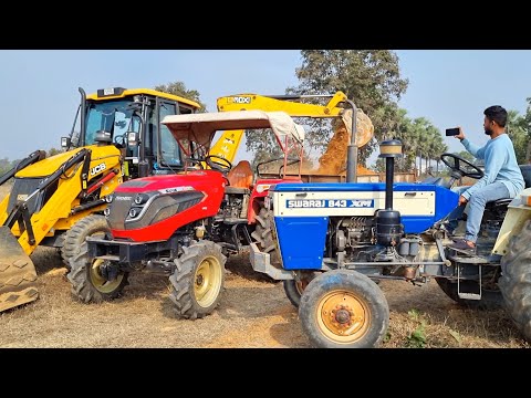 Jcb 3dx Eco Xpert Machine Loading Red Mud In Mahindra and Swaraj Tractor | Jcb and Tractor Cartoon