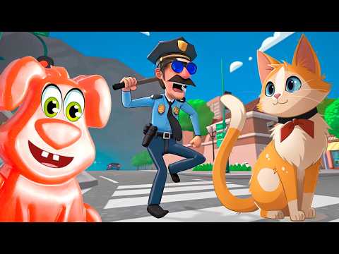 Котик веселится в городе вместе с желейным псом Стасиком. Игра - Cat in town VR.