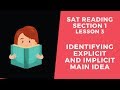 Understanding Main Ideas in SAT Reading