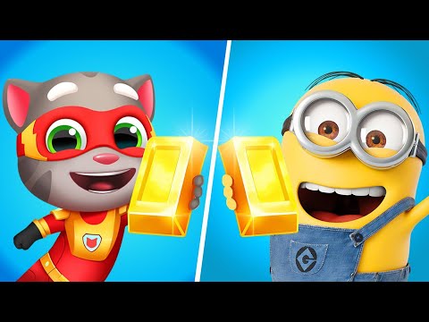 Talking Tom Hero Dash vs Minion Rush MAX LEVELS New Update VROGL