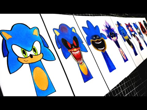 Dibujo All Phases in New Incredibox Sprunki OC of SONIC: From Phase 1 to Phase 9