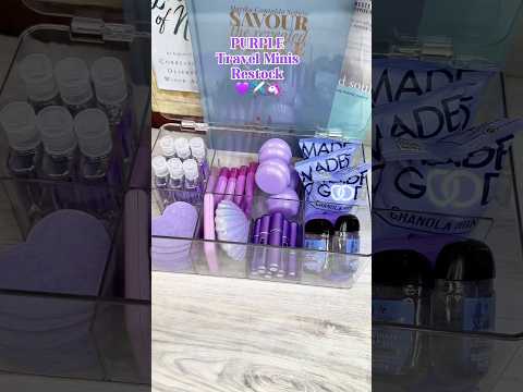 Purple travel minis restock #asmr #asmrrestock #satisfying #satisfyingvideos #travelminis #aesthetic