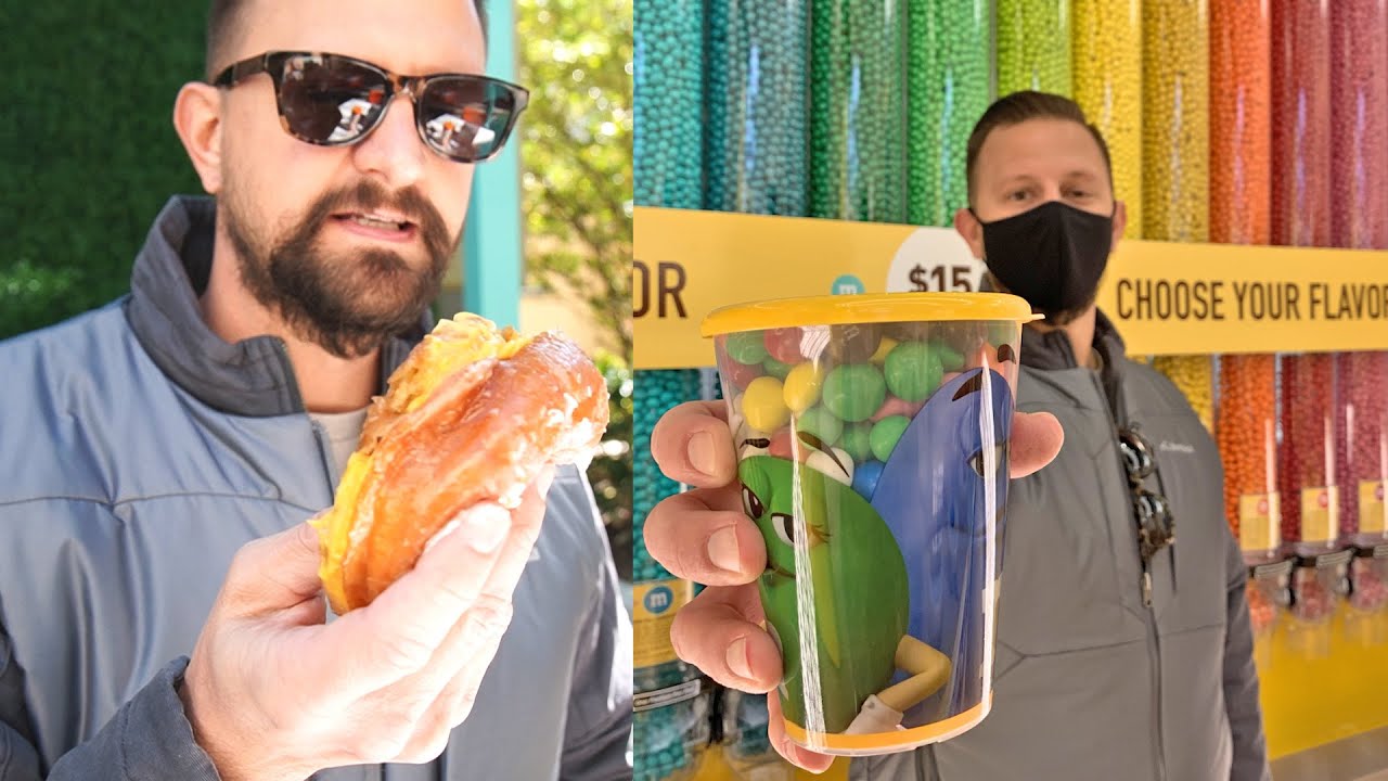 Disney Springs Food Adventure Date! Grilled Cheese Donut, m&m's Store, Secret Slice & Spicy Cookie The Tim Tracker