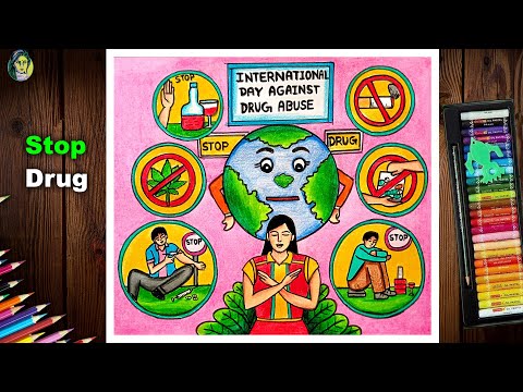 International Day Against Drug Abuse Poster Drawing | Say No To drug Drawing | Stop Drug Drawing