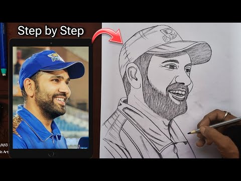 Drawing Rohit Sharma | How To Draw Rohit Sharma Pencil Sketch Step By Step |