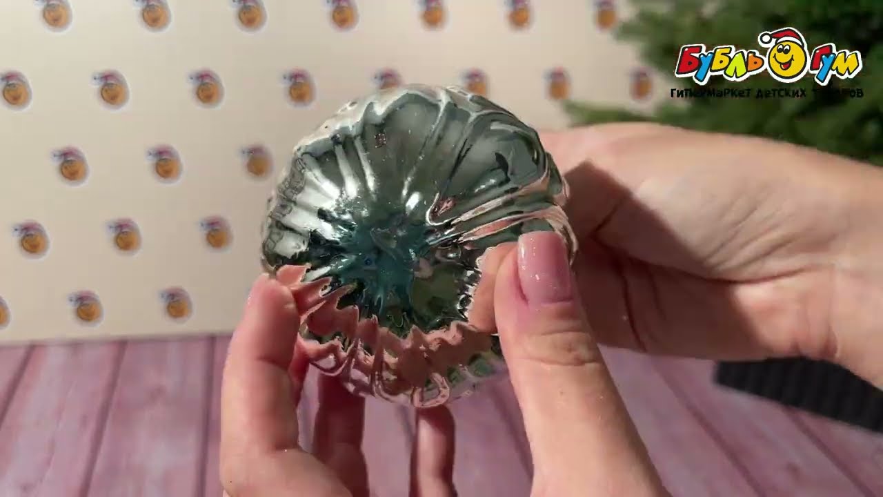 Украшение елочное шар серебряный с геометрическими узорами стеклянный 8см - видео