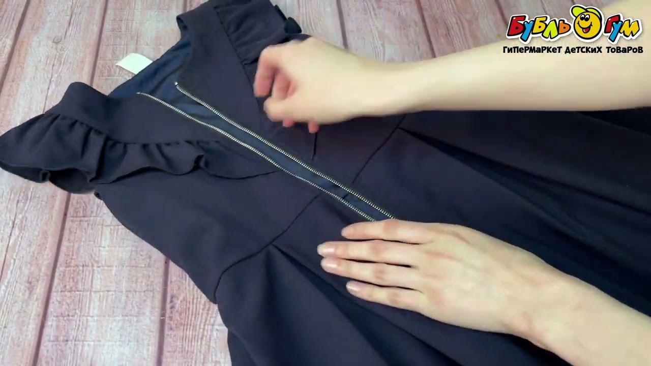 Сарафан школьный Lanson Kids с оборками с застежкой-молнией спереди синий - видео