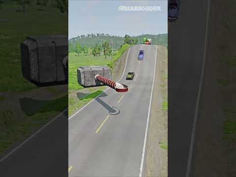 Weird Cars & Motorcycles Ride Through Thor's huge Hammer Crush in BeamNG.drive