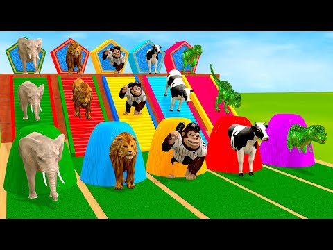 Basket Ball Game With Cow Elephant Gorilla Tiger Buffalo Dinosaur Wild Animal Escape Cage Game