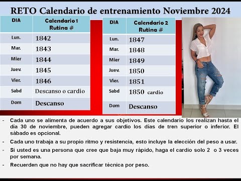 Calendario de entrenamiento Noviembre 2024