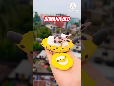 DIY idea 💞how to make easily banana bed with clay🍌🍌#trend #diy #clayart #clay #youtubeshorts