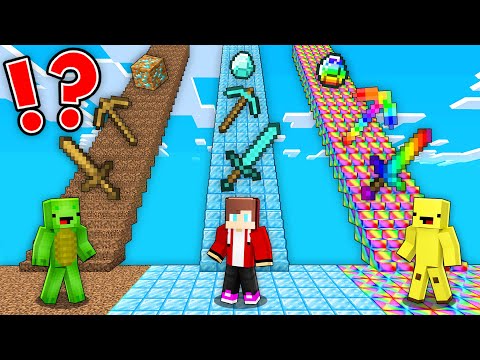 JJ RICH vs Mikey POOR vs Banana Kid RAINBOW STAIRS Battle in Minecraft Maizen!