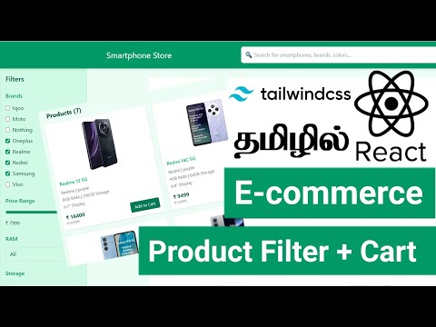 React Shopping Cart with Filter | Tailwind CSS UI Tutorial in Tamil