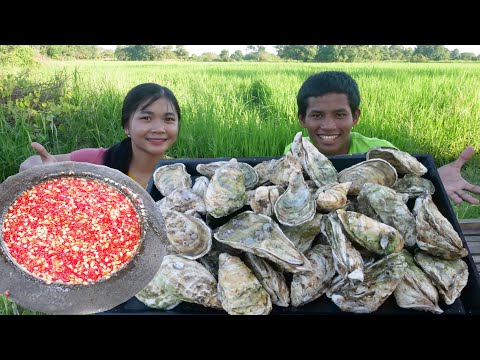 Mukbang -  Eat Delicious Raw Oyster ,  Sea Saray , Onion Crispy And Chili Sauce.
