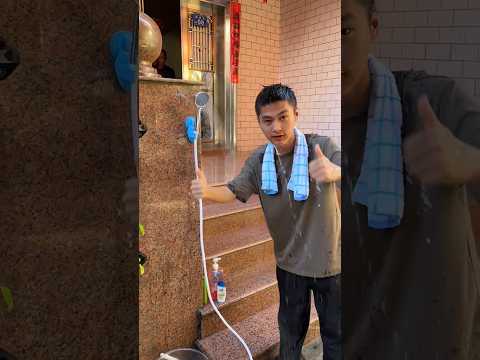 This Boy Made a DIY Shower from a Bucket & Motor #shortvideo