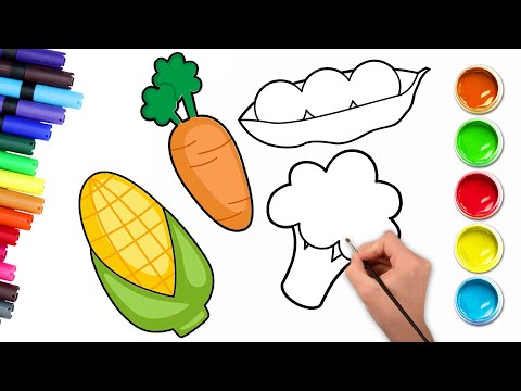 How to Draw Fruits and Vegetables फल और सब्जियां कैसे बनाये | Drawing and Coloring | Chiki Art Hindi