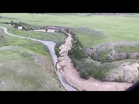 Video shows road destroyed in Yellowstone as tourists remain trapped in area