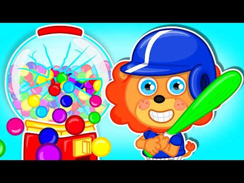 Lion Family | Baseball with Giant Gumball Machine | Cartoon for Kids