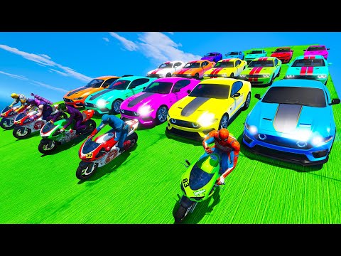 Multi Rampa e Superherois Desafio com Carros Motos Barcos Epic Stunt Racing Crazy Сhallenge GTA 5