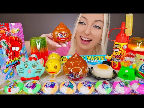 ASMR EATING LOLLIPOP, CANDY, JELLY FRIED EGG, MARSHMALLOW, CHEWING GUM, MUKBANG, 사탕, 막대사탕 먹방