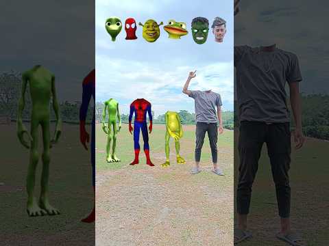 Dami to cosita alien, spiderman & dancing frog Correct the head matching game - magical #shorts