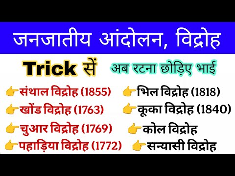 जनजातीय आंदोलन Trick | Janjatiya andolan gk | जनजातीय विद्रोह | janjatiya vidroh | Modern history
