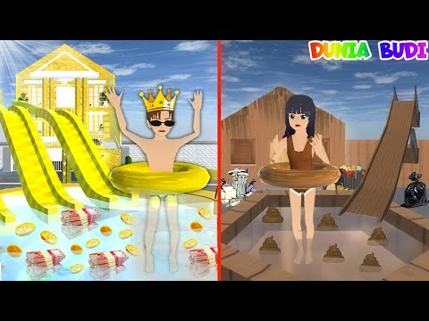 Yuta Kaya Seluncuran Kolam Renang Penuh Uang 💰 Vs Mio Miskin Kolam Renang Kayu Penuh Kotoran💩