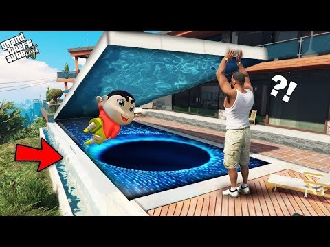 Shinchan and Franklin Found a Way To Other World In His Swimming Pool In Gta 5