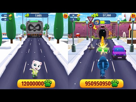 Talking Tom Gold Run - Eco Angela vs Shark Hank vs Bomb Boss vs Cave Boss - Android iOS