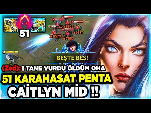 MİD Caitlyn 42 Kill 51 Karahasat !! 10 Saniye İzle OHA Diyeceksin