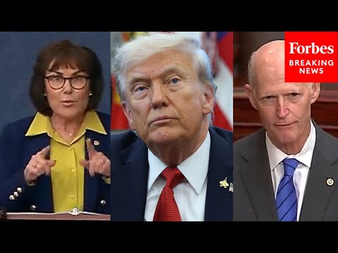 YouTube video thumbnail: Jacky Rosen Introduces Bill To Condemn Trump's $230 Million DOJ Settlement–Then Rick Scott Blocks It