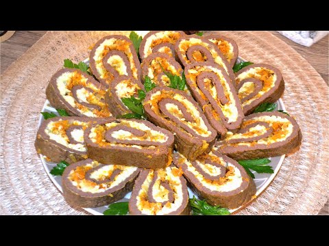 За КОПЕЙКИ!!! Царская закуска на Праздничный стол! Печеночный рулет за 20 минут - Король праздника 🎄