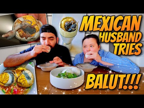 My Mexican Husband Tries Balut (Duck Embryo) For The First Time Mukbang 먹방 Eating Show! *Shocking!*