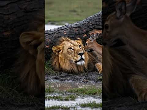 Lone Lion Receives Unlikely Rescue 🦁🙏 #shorts