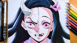 ANGRY vs HAPPY || drawing Nezuko Kamado 😊  - [ Kimetsu no Yaiba & Demon Slayer ]