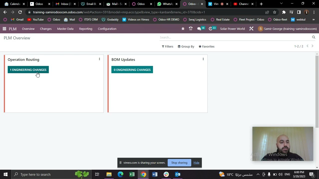 Odoo Product Life Management | 20.03.2023

Concept-Solutions من خلال تطبيق دوره حياه المنتج تقدر تسجل وتتابع كل التعيدلات الهندسيه الي تتم علي المنتج ومراجعه تلك ...