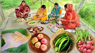 অপেল আর আমপাতা দিয়ে দুর্দান্ত স্বাদের চিকেনকারি রান্না সাথে লিচুর চাটনি আর জমিয়ে খাওয়া দাওয়া
