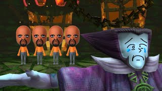 Folding the Fraud Lord like Laundry in Miitopia for the Nintendo 3DS